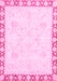 Machine Washable Abstract Pink Modern Rug, wshabs3487pnk