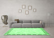 Machine Washable Abstract Emerald Green Modern Area Rugs in a Living Room,, wshabs3487emgrn