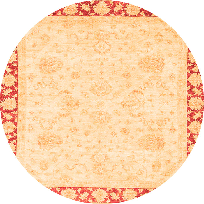 Round Machine Washable Abstract Orange Modern Area Rugs, wshabs3487org