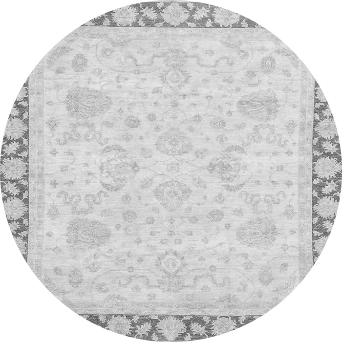 Round Machine Washable Abstract Gray Modern Rug, wshabs3487gry