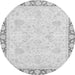 Round Machine Washable Abstract Gray Modern Rug, wshabs3487gry