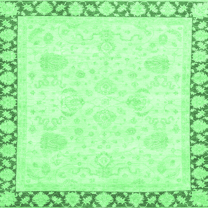 Square Machine Washable Abstract Emerald Green Modern Area Rugs, wshabs3487emgrn