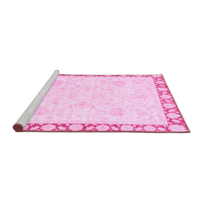 Sideview of Machine Washable Abstract Pink Modern Rug, wshabs3487pnk
