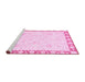 Sideview of Machine Washable Abstract Pink Modern Rug, wshabs3487pnk