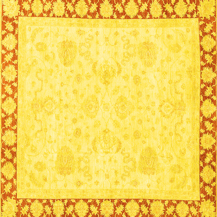 Square Abstract Yellow Modern Rug, abs3487yw