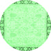 Round Abstract Emerald Green Modern Rug, abs3487emgrn