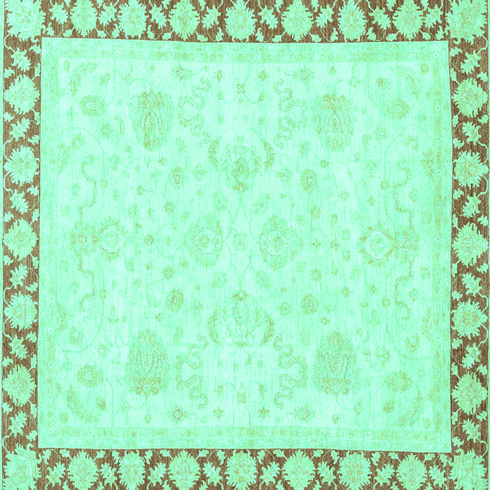 Square Machine Washable Abstract Turquoise Modern Area Rugs, wshabs3487turq