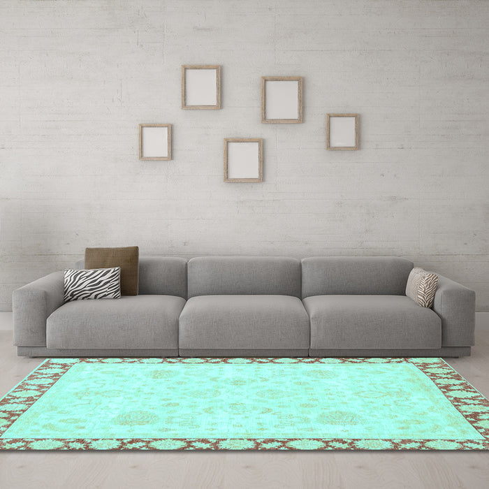 Machine Washable Abstract Light Blue Modern Rug in a Living Room, wshabs3487lblu
