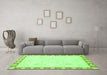 Machine Washable Abstract Green Modern Area Rugs in a Living Room,, wshabs3487grn