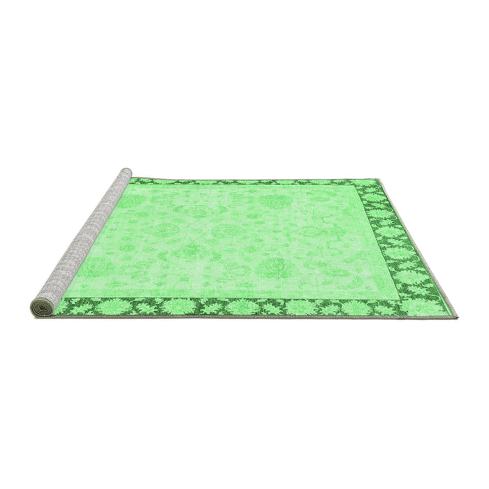 Sideview of Machine Washable Abstract Emerald Green Modern Area Rugs, wshabs3487emgrn