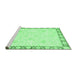 Sideview of Machine Washable Abstract Emerald Green Modern Area Rugs, wshabs3487emgrn