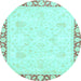 Round Abstract Light Blue Modern Rug, abs3487lblu