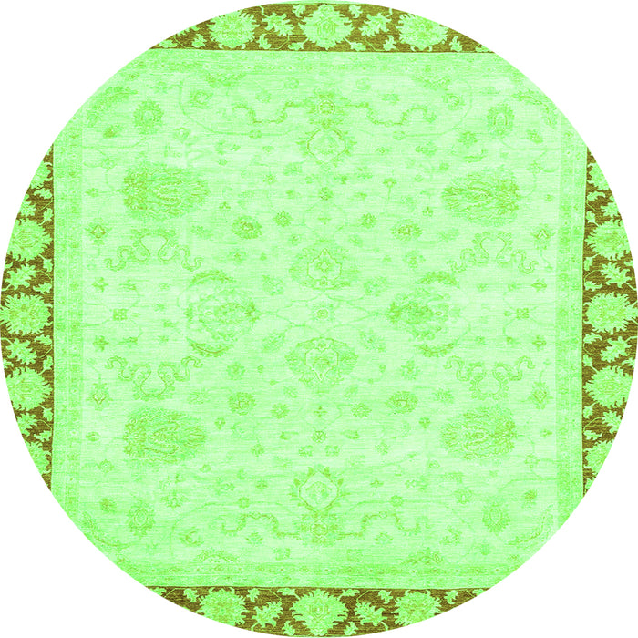 Round Machine Washable Abstract Green Modern Area Rugs, wshabs3487grn
