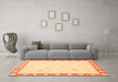 Machine Washable Abstract Orange Modern Area Rugs in a Living Room, wshabs3487org