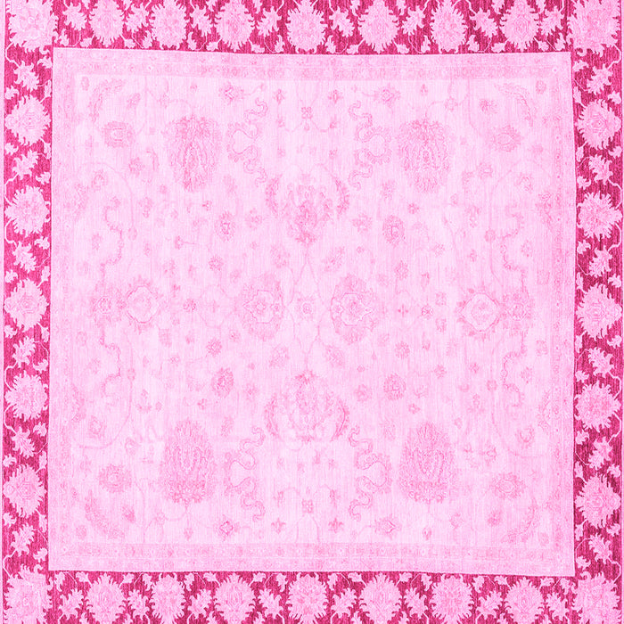Square Machine Washable Abstract Pink Modern Rug, wshabs3487pnk