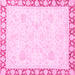 Square Machine Washable Abstract Pink Modern Rug, wshabs3487pnk