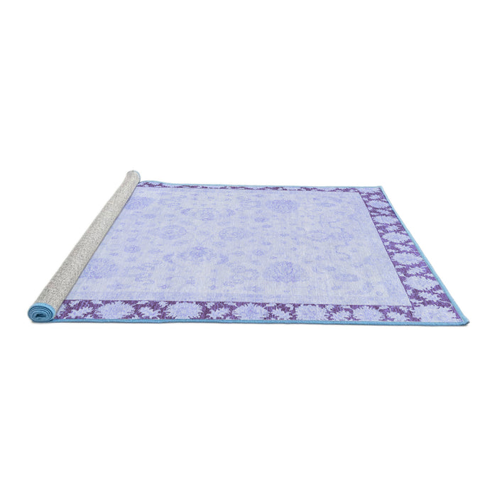 Sideview of Machine Washable Abstract Blue Modern Rug, wshabs3487blu