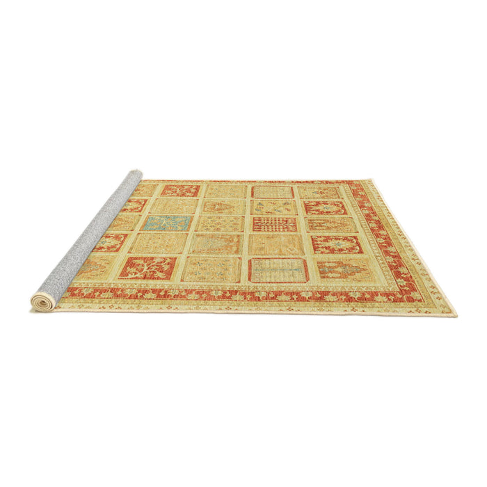 Sideview of Machine Washable Abstract Mustard Yellow Rug, wshabs3488