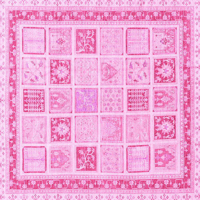 Square Abstract Pink Modern Rug, abs3488pnk