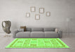 Machine Washable Abstract Green Modern Area Rugs in a Living Room,, wshabs3488grn