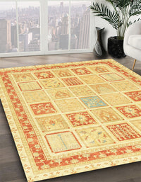 Abstract Mustard Yellow Modern Rug, abs3488