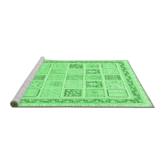 Sideview of Machine Washable Abstract Emerald Green Modern Area Rugs, wshabs3488emgrn