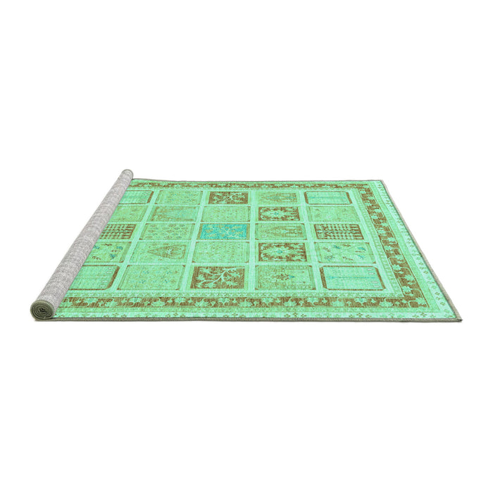 Sideview of Machine Washable Abstract Turquoise Modern Area Rugs, wshabs3488turq