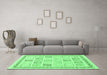 Machine Washable Abstract Emerald Green Modern Area Rugs in a Living Room,, wshabs3488emgrn