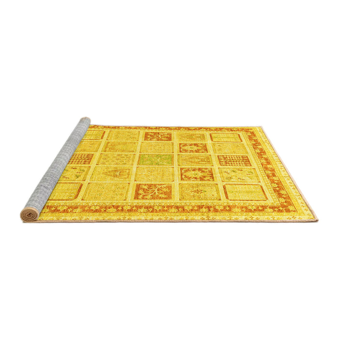Sideview of Machine Washable Abstract Yellow Modern Rug, wshabs3488yw