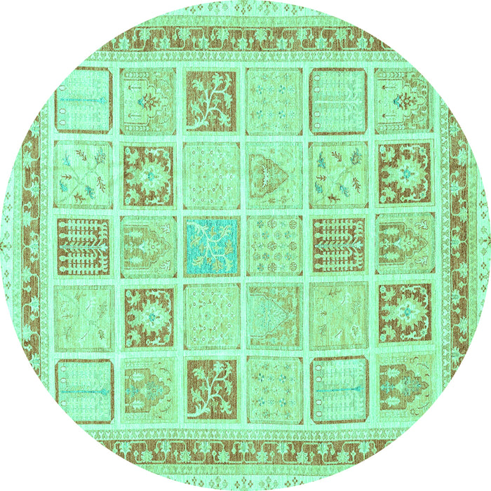 Round Abstract Turquoise Modern Rug, abs3488turq
