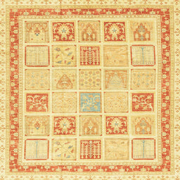 Square Abstract Mustard Yellow Modern Rug, abs3488
