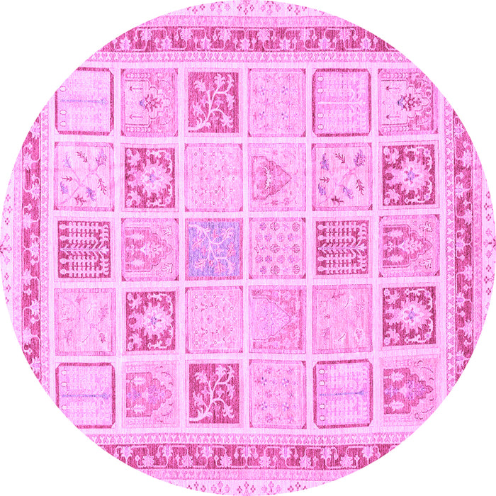 Round Machine Washable Abstract Purple Modern Area Rugs, wshabs3488pur