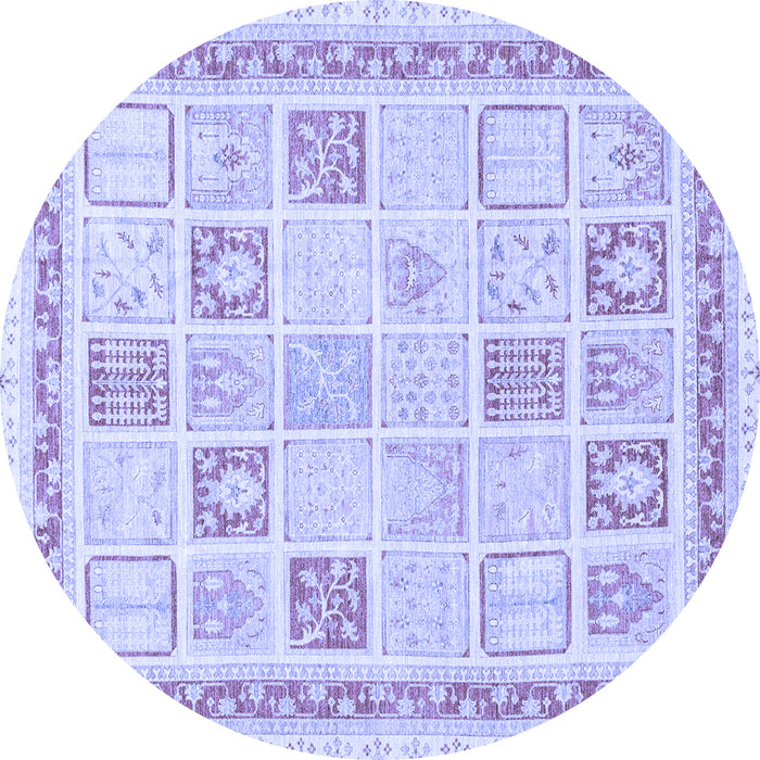 Round Abstract Blue Modern Rug, abs3488blu
