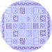 Round Abstract Blue Modern Rug, abs3488blu