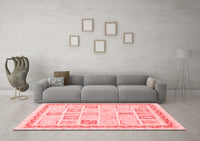 Machine Washable Abstract Red Modern Rug, wshabs3488red