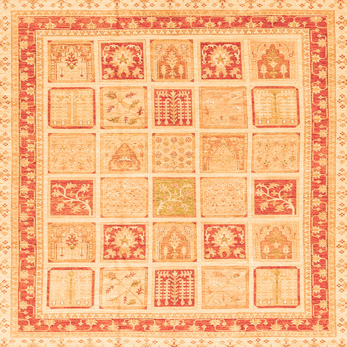 Square Machine Washable Abstract Orange Modern Area Rugs, wshabs3488org