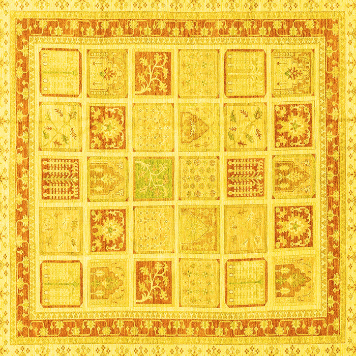 Square Abstract Yellow Modern Rug, abs3488yw