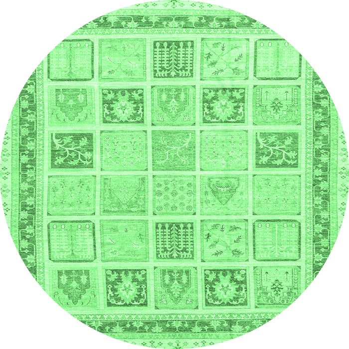 Round Abstract Emerald Green Modern Rug, abs3488emgrn