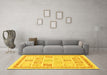 Machine Washable Abstract Yellow Modern Rug in a Living Room, wshabs3488yw