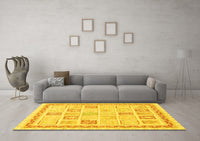 Machine Washable Abstract Yellow Modern Rug, wshabs3488yw