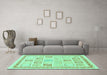 Machine Washable Abstract Turquoise Modern Area Rugs in a Living Room,, wshabs3488turq