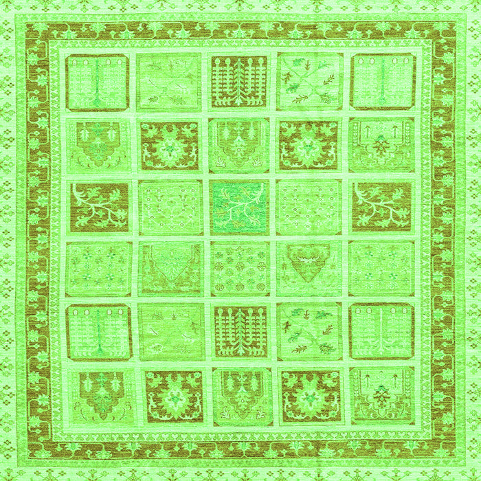 Square Machine Washable Abstract Green Modern Area Rugs, wshabs3488grn