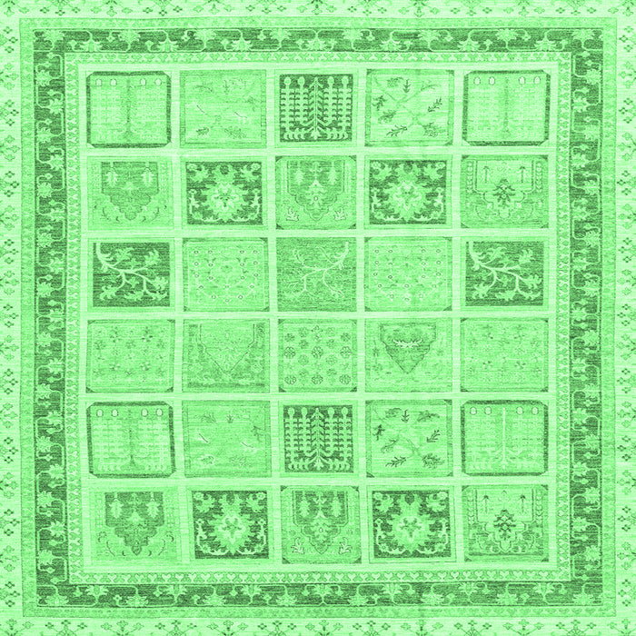 Square Abstract Emerald Green Modern Rug, abs3488emgrn