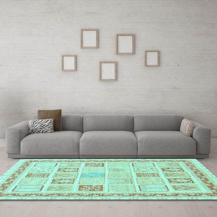 Machine Washable Abstract Light Blue Modern Rug in a Living Room, wshabs3488lblu