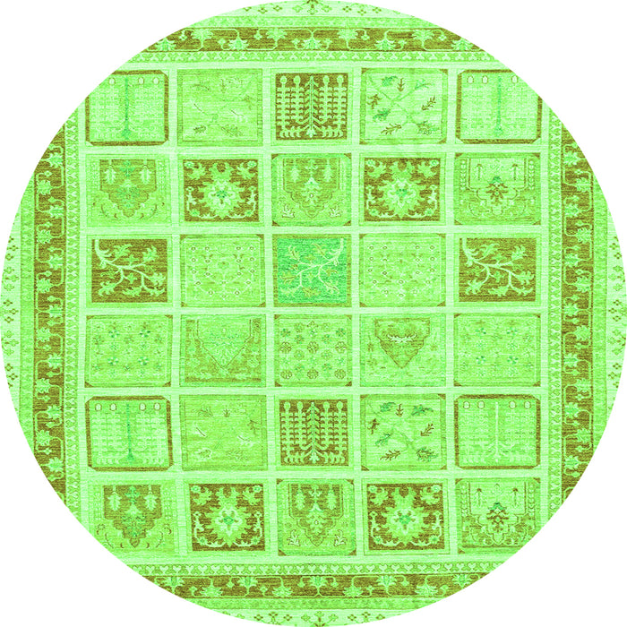 Round Abstract Green Modern Rug, abs3488grn