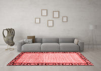 Machine Washable Abstract Red Modern Rug, wshabs3489red