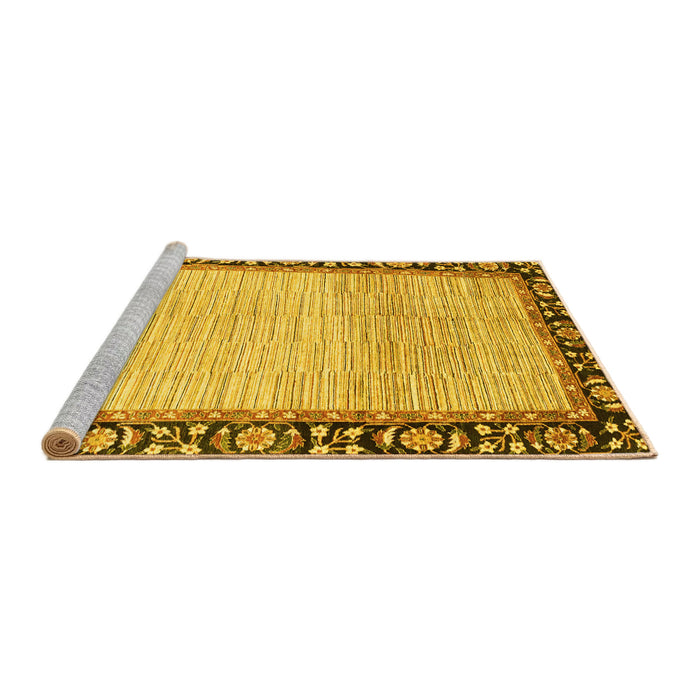 Sideview of Machine Washable Abstract Yellow Modern Rug, wshabs3489yw