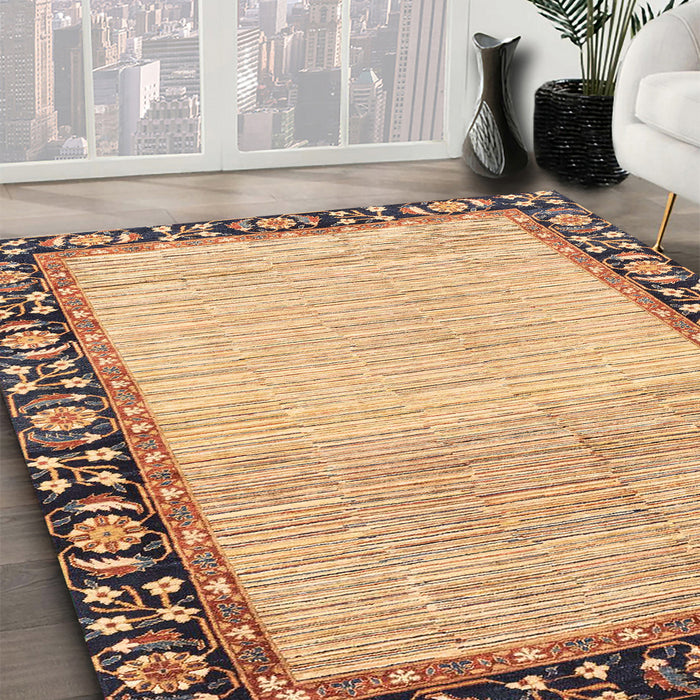 Machine Washable Abstract Yellow Rug in a Family Room, wshabs3489