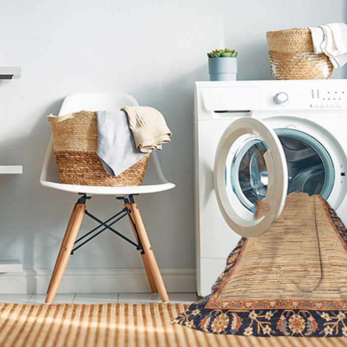 Machine Washable Abstract Yellow Rug in a Washing Machine, wshabs3489