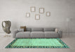 Machine Washable Abstract Turquoise Modern Area Rugs in a Living Room,, wshabs3489turq